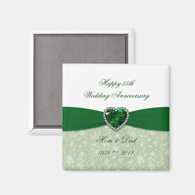 Íman Damask 55th Wedding Anniversário Magnet (Front/Back)