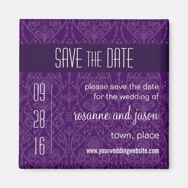 Íman Damask Art Deco Imã salve a data (Frente)