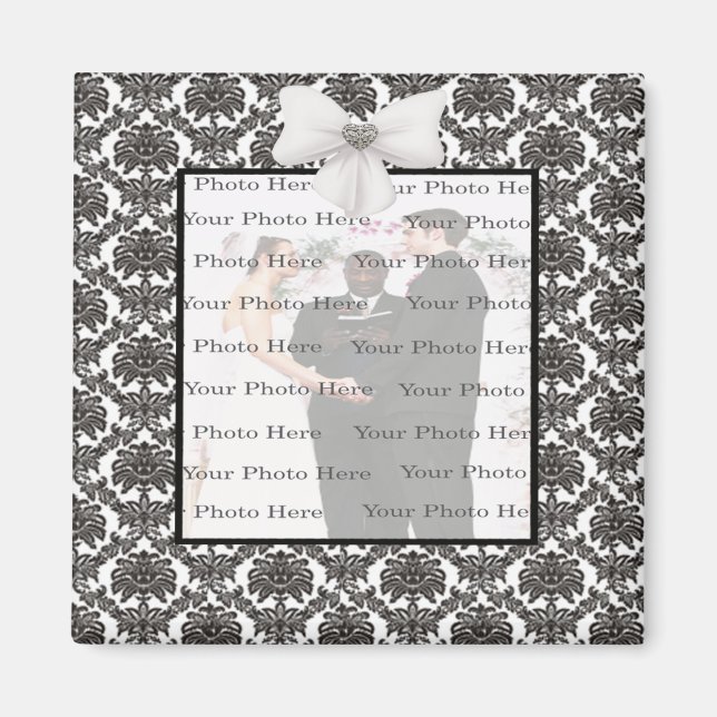Íman Damask Elegance Wedding Square Magnet (Frente)