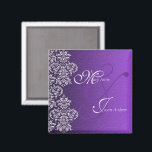 Íman Damask Royal Purple Wedding Magnet<br><div class="desc">Um Design de Imagens Digitalcon que apresenta uma Design Real Purple Color e Damask com uma variedade de imagens, formas, padrões, estilos e fontes personalizadas neste "Magnete Real de Casamento Roxo Damasco". Este design elegante e atraente vem completo com letras de texto personalizadas para se adequar à sua própria saudação....</div>