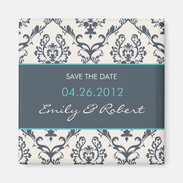 Íman Damask save the date weding magnet (Frente)