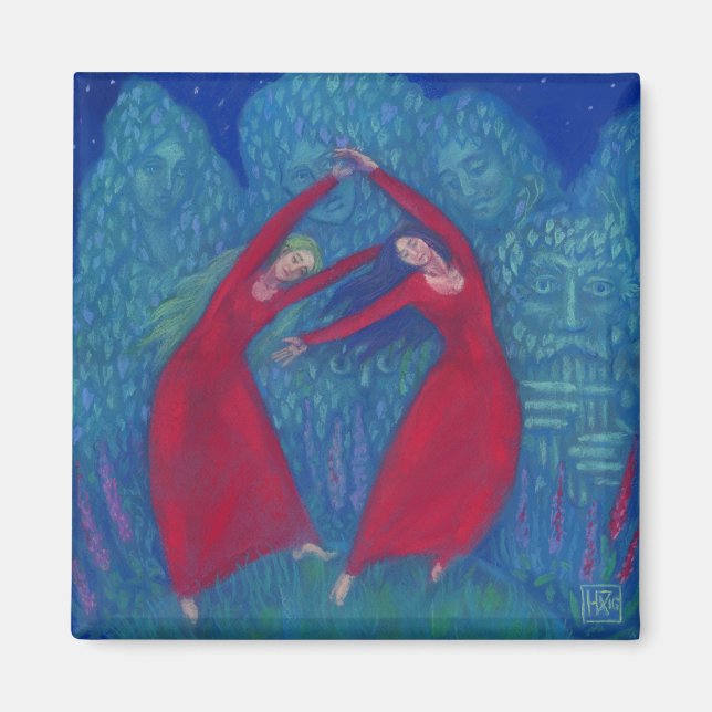 Íman Dança das bruxas, pintura pastel, arte da fantasia (Frente)