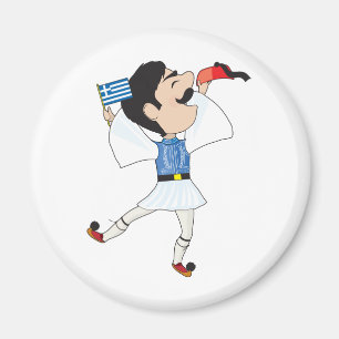 Íman Dança de Evzone do grego com bandeira
