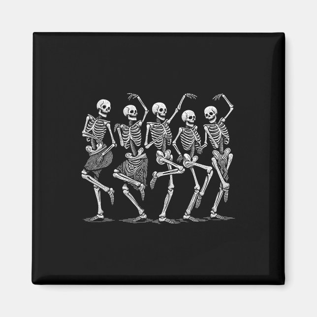 Íman Dançando esqueletos no Halloween Figurume Mulheres (Frente)