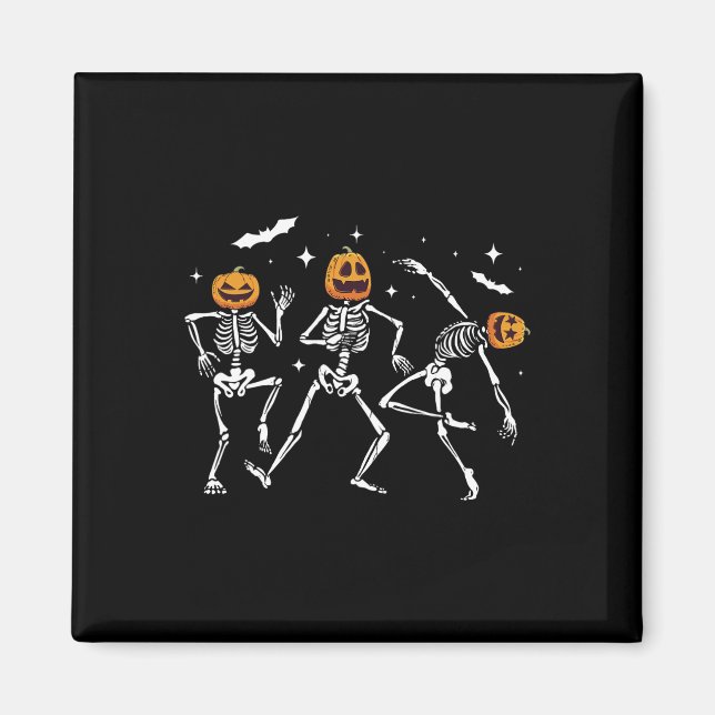 Íman Dançando Skeleton Pumpkin Halloween (Frente)