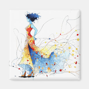 Íman Dançarina de Flamenco em Aquarela – Alegria em Mov