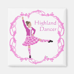 Íman Dançarina Escocesa de Highland Nó Celta Rosa
