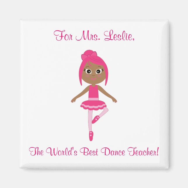 Íman Dance Teacher Magnet com Beginner Ballerina (Frente)