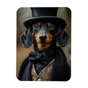 Íman Dapper Dachshund no Ataque Victoriano Elegante
