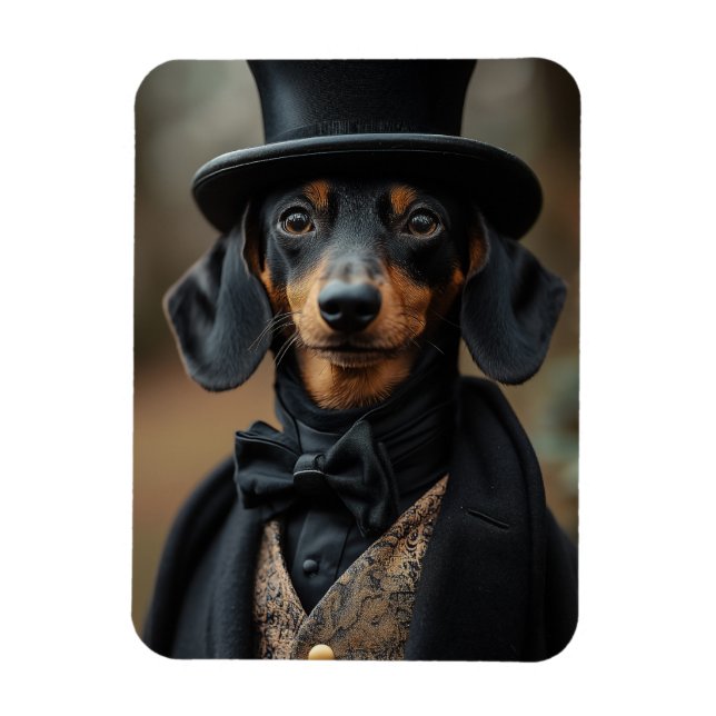 Íman Dapper Dachshund no Ataque Victoriano Elegante (Vertical)