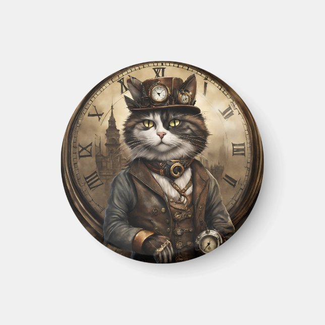 Íman Dapper Steampunk Calico Cat (Frente)