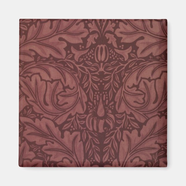 Íman Dark Red Acanthus Leaves (por William Morris) (Frente)
