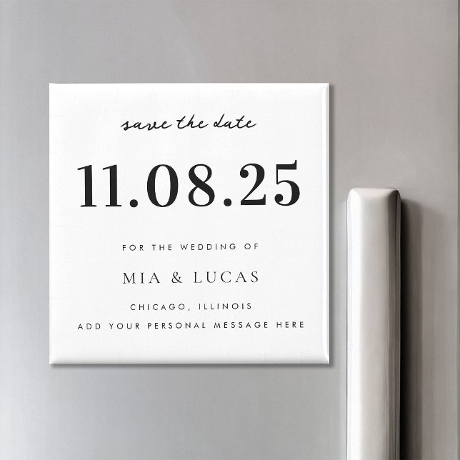 Íman Data De Casamento Chic Mínima Não Foto Salvar A Da (Criador carregado)