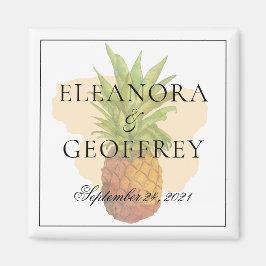 Íman Data de Casamento Costeiro de Abacaxi Tropical de 