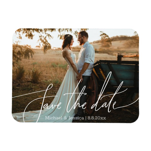 Íman Data de Casamento Foto de Capa com Letra Moderna (Horizontal)