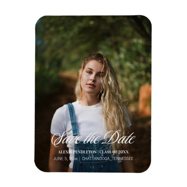 Íman Data de Conclusão Estilo Elegante Foto Menina (Vertical)