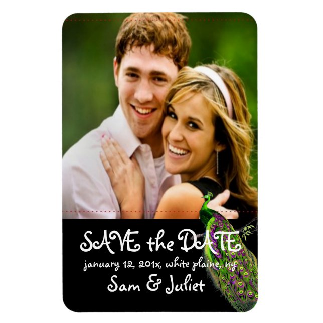 Íman Data de gravação da foto do pavão PixDezines/cor D (Vertical)