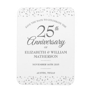 Íman Data de Salvamento do 25º Aniversário Corações de