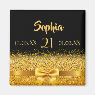 Íman Datas do monograma do ouro negro de 21 anos