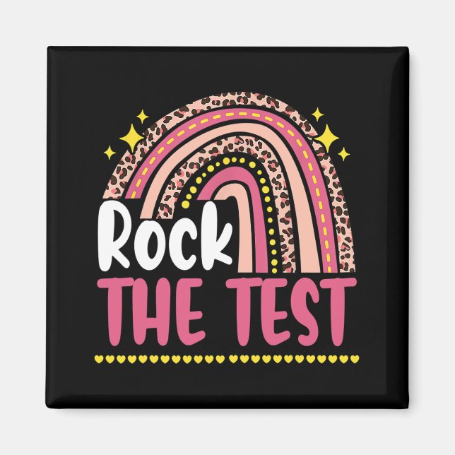 Íman Day Rock The Test Teacher Testing Day Rainbow Leop (Frente)