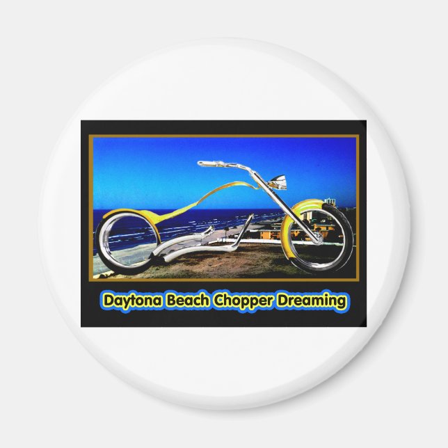 Íman Daytona Beach Chopper Sonhando Amarelo Dourado Neg (Frente)