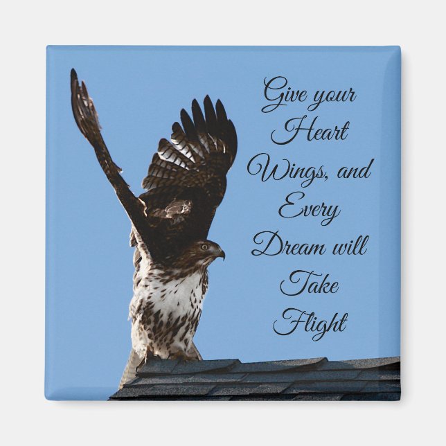 Íman Dê a sua foto de Hawk Inspiracional de Asas do Cor (Frente)