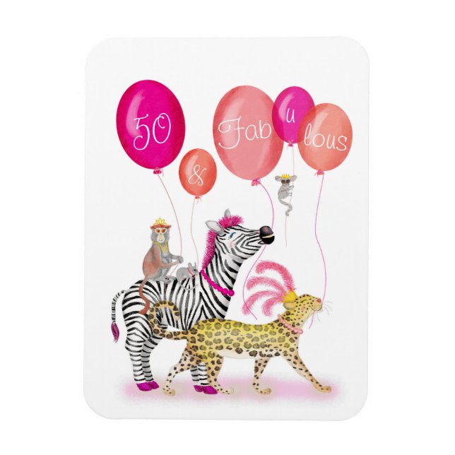 Íman de aniversário de 50 e glamourosos fabulosos  (Vertical)