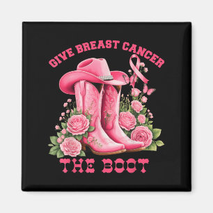 Íman Dê ao Câncer de Mama o Boot Cowgirl Pink Ribbon Nó