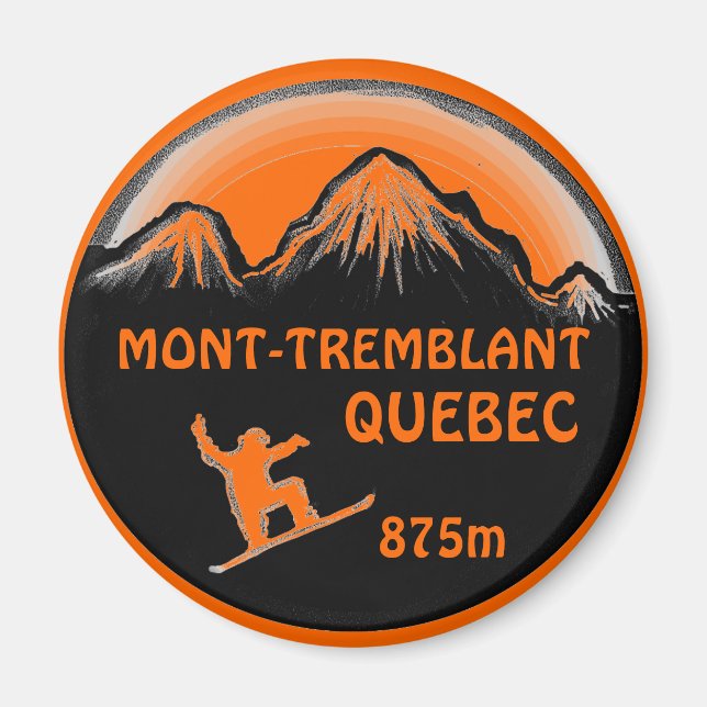 Íman de arte laranja do Mont Tremblant Quebec (Frente)