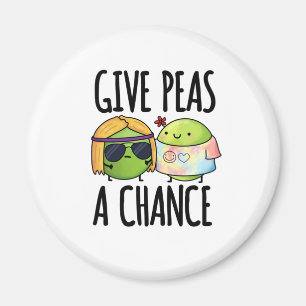 Íman Dê Às Ervilhas Uma Chance Cute Hippie Peas Pun