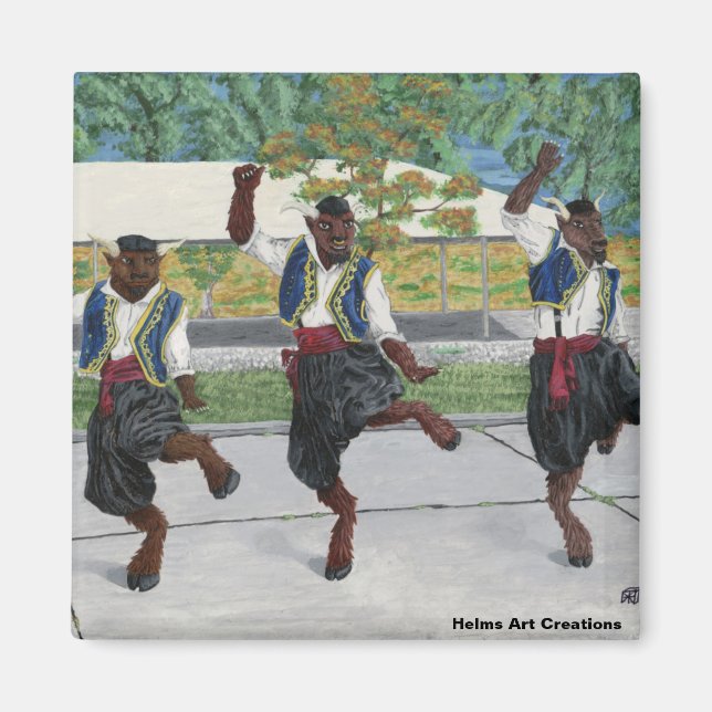Íman de Botão de Dança dos Minotaurs Gregos (Frente)