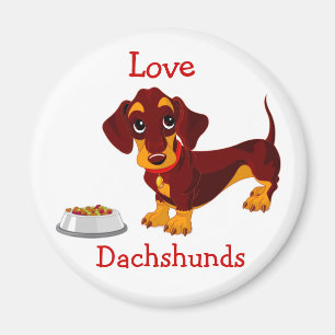Íman de Cachorro de Desenho Animado Amo Dachshunds