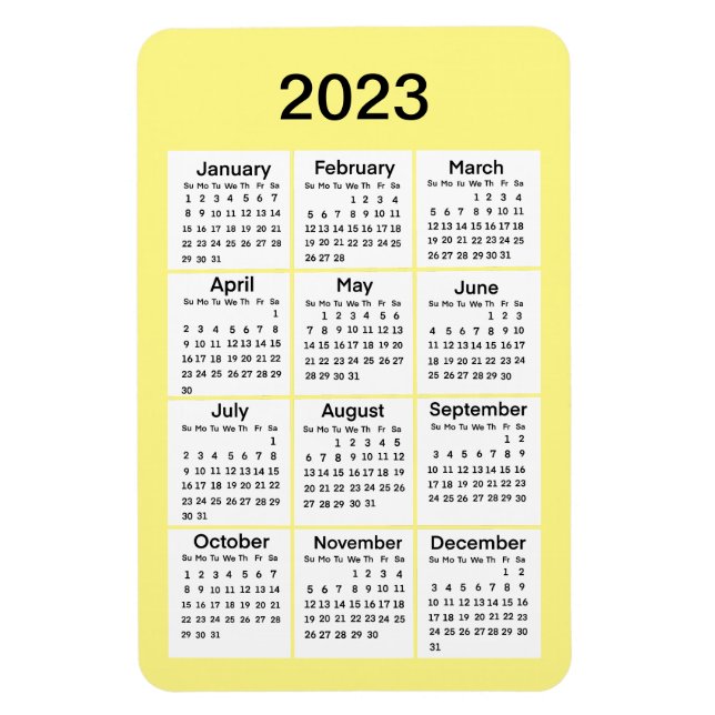 Íman de calendário amarelo 2023 (Vertical)