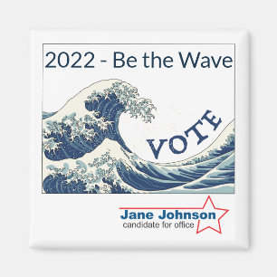 Íman de campanha personalizável da Onda Azul 202