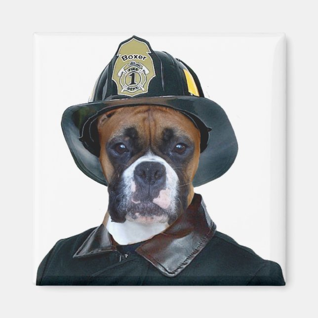 Íman de cão de boxe Fireman (Frente)