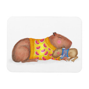 Íman de capivara fofa e bebê