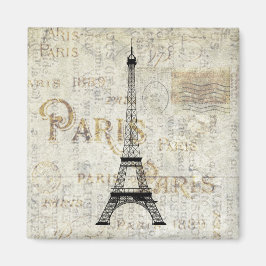 Íman de cartão postal antigo da Torre Eiffel de Pa
