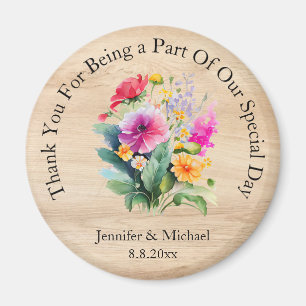 íman de casamento obrigado floral de madeira rústi