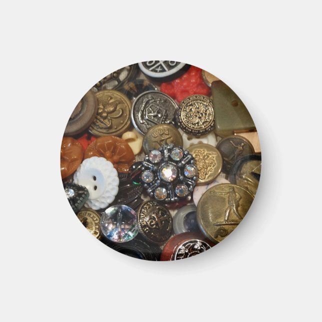 Íman de colagem do botão antigo (redondo) (Frente)