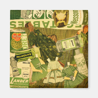 Íman de colagem verde retrô