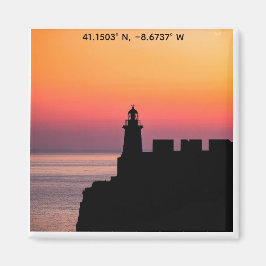 Íman de Coordenadas do Farol do Pôr do Sol em Port
