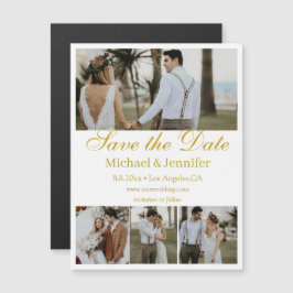 íman de data de casamento colagem 4 fotos em letra