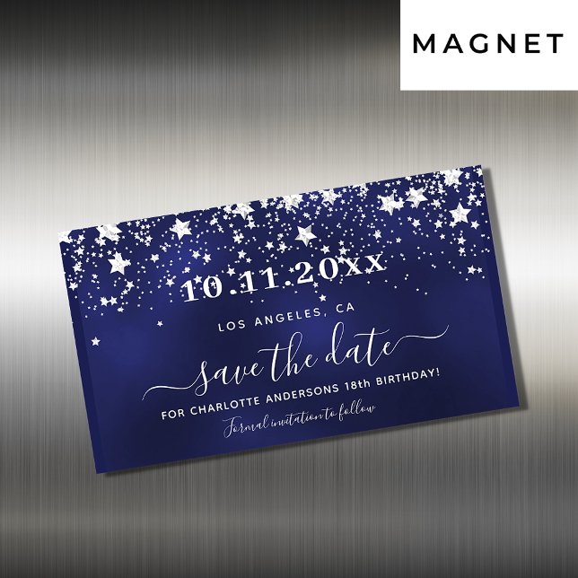 Íman de data de salvamento azul marinho de anivers (Criador carregado)