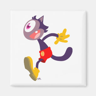 Íman de desenho animado de gato monocular