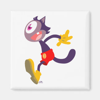 Íman de desenho animado de gato monocular