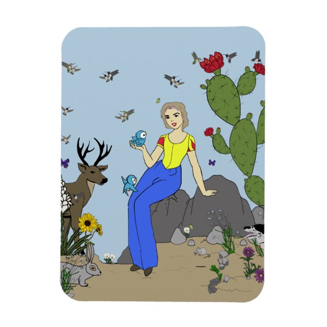 Íman de Desert Girl and Animal (Vertical)