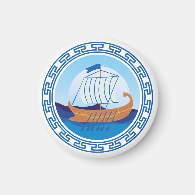 Íman de Design de Navio da Grécia Antiga (Frente)
