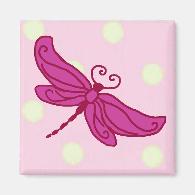 Íman de Dragonfly Vermelho n Rosa (Frente)