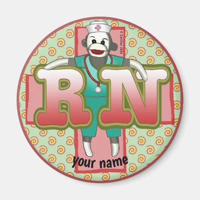 Íman de Enfermeiro Sock Monkey RN (Frente)