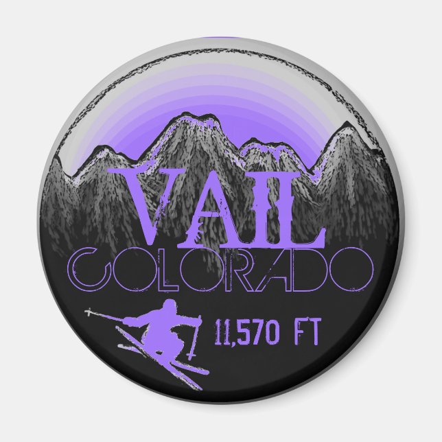 Íman de esqui roxo do Vail Colorado (Frente)